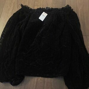 Express off the shoulder velvet blouse